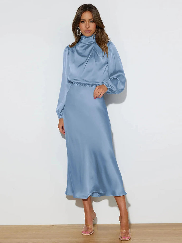 Vestido de Noche de Satén – Elegante Ropa Formal de Manga Larga