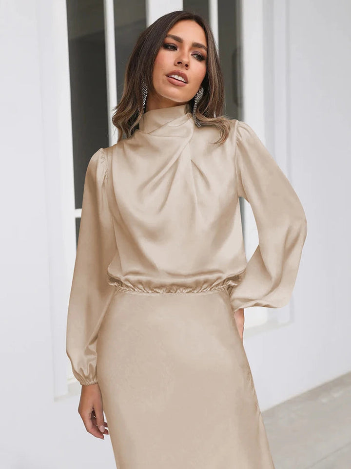 Vestido de Noche de Satén – Elegante Ropa Formal de Manga Larga