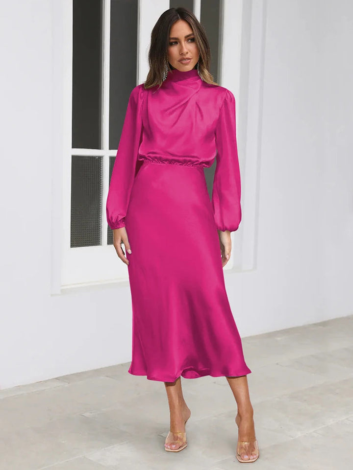 Vestido de Noche de Satén – Elegante Ropa Formal de Manga Larga