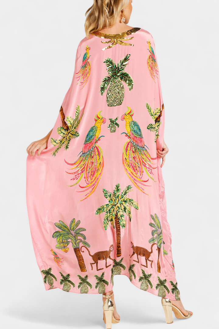 Evangeline Vestido Estampado con Hombros Caídos