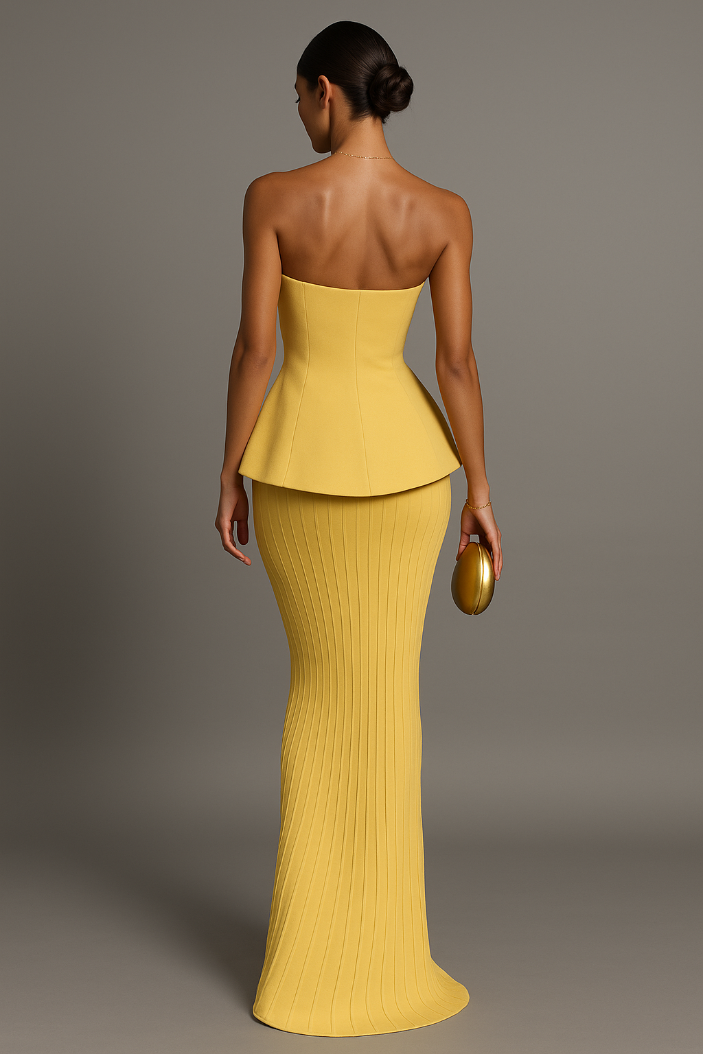 Vestido Maxi Formal Sin Mangas Amarillo