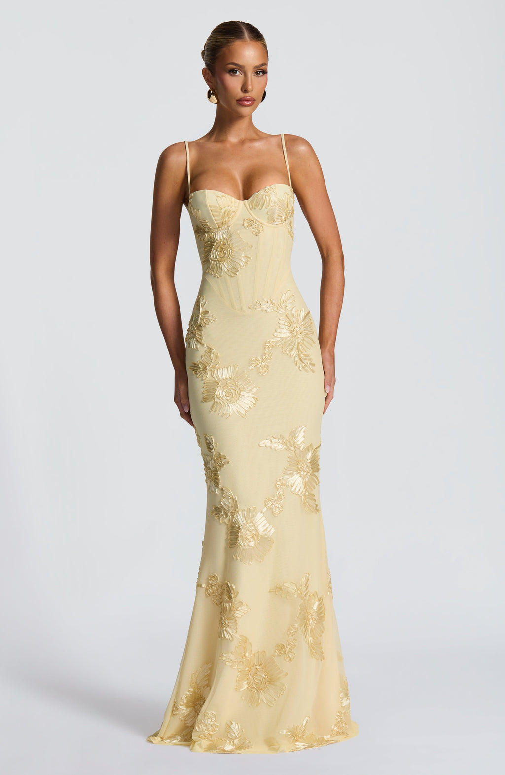 Vestido Maxi Corsé de Invitada de Boda Jacquard Floral