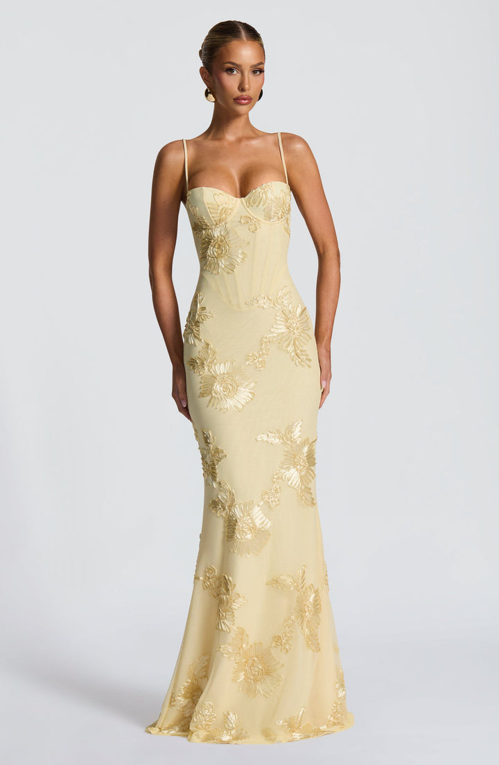 Vestido Maxi Corsé de Invitada de Boda Jacquard Floral