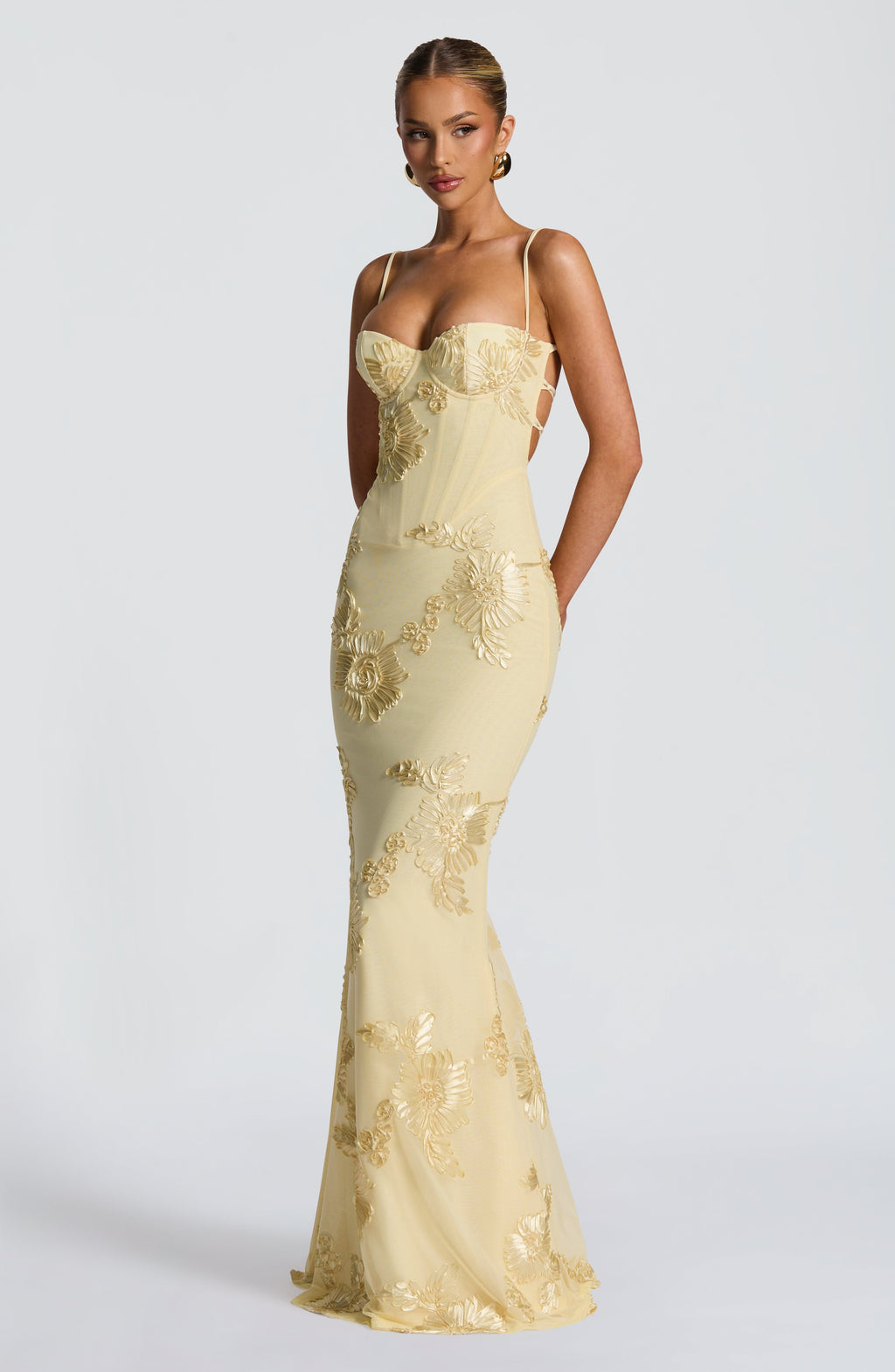 Vestido Maxi Corsé de Invitada de Boda Jacquard Floral