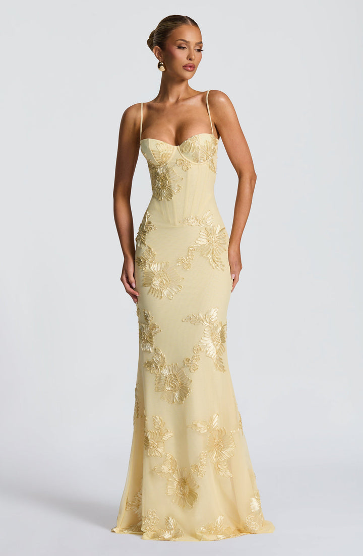 Vestido Maxi Corsé de Invitada de Boda Jacquard Floral