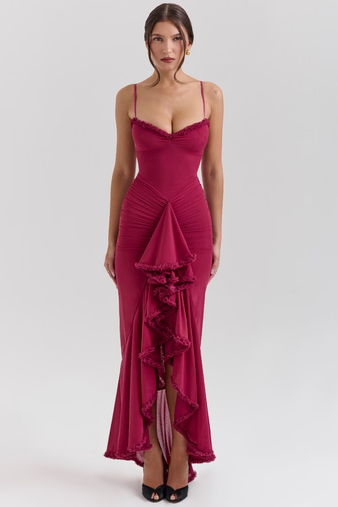 Roxanne Vestido de tirantes sin mangas con volantes