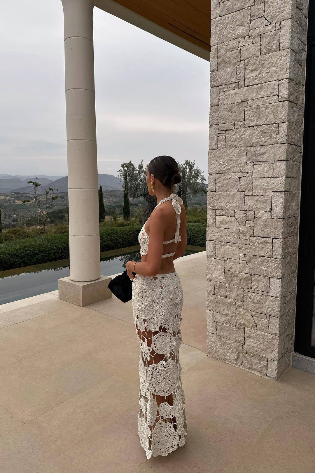 Vestido Maxi de Verano con Corte de Ganchillo Blanco