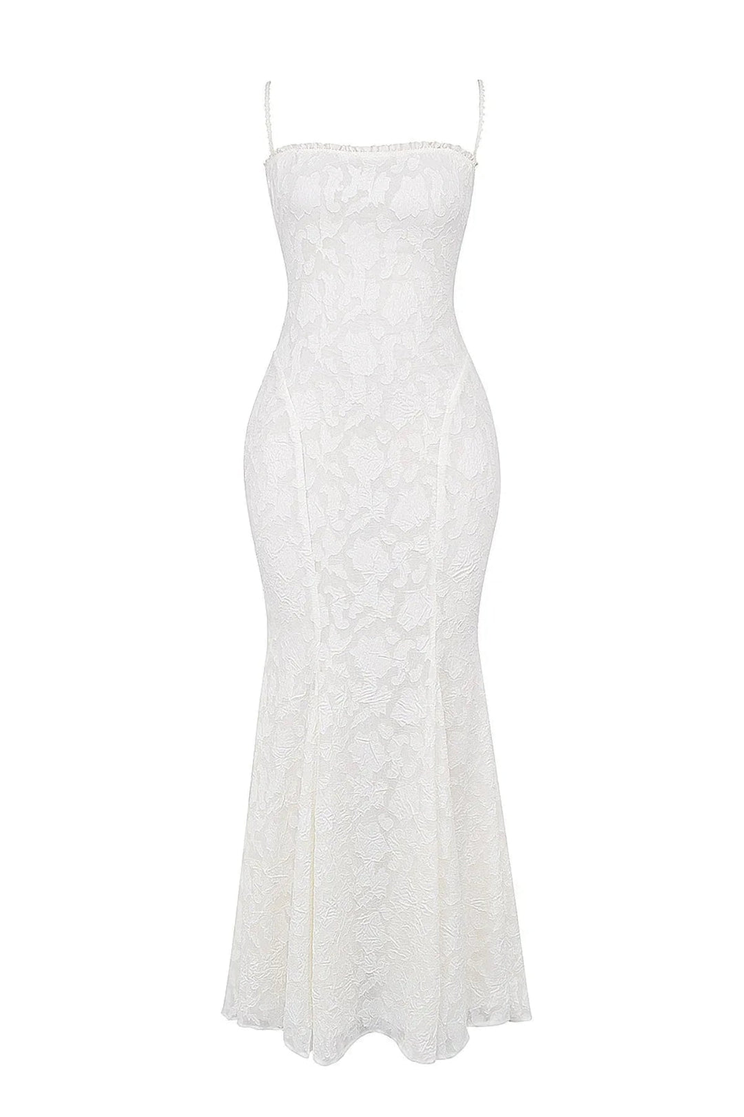 Vestido Maxi de Invitada de Boda Blanco con Tirantes Finos