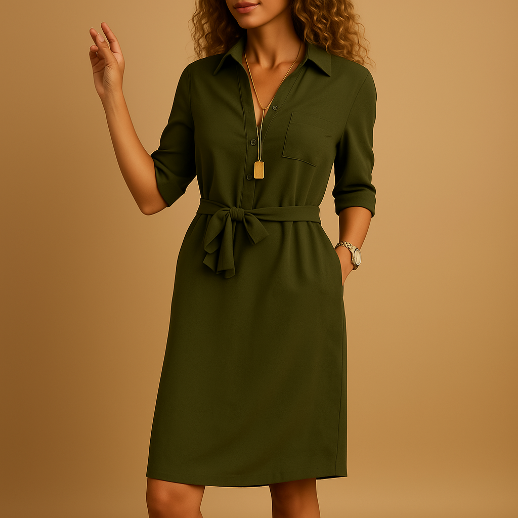 Vestido Midi de Trabajo Relajado para Mujeres
