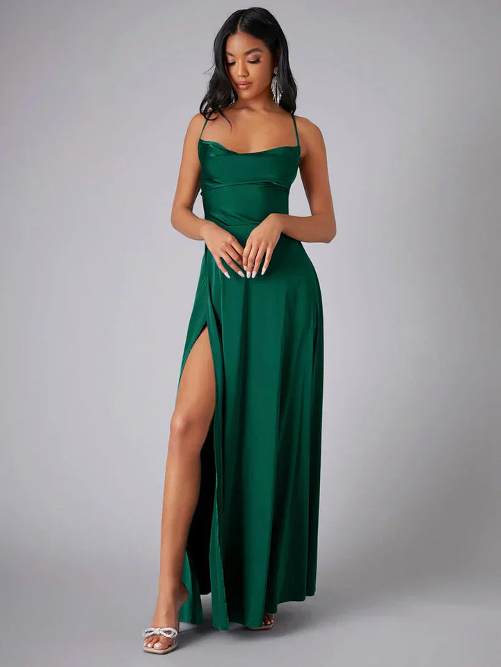 Vestido Maxi de Tirantes de Espagueti con Gran Abertura