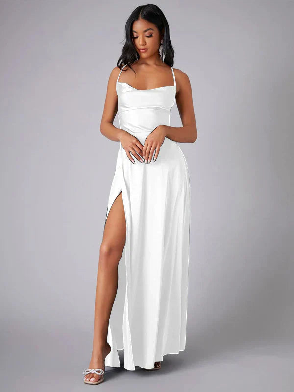 Vestido Maxi de Tirantes de Espagueti con Gran Abertura