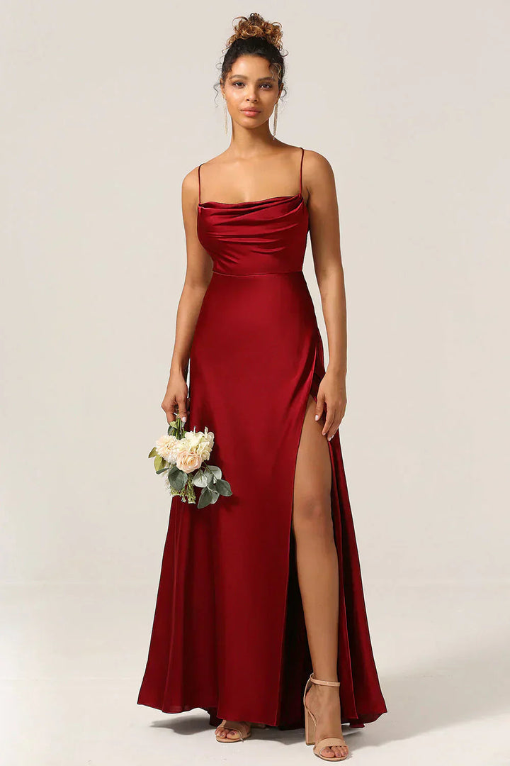 Vestido Maxi de Tirantes de Espagueti con Gran Abertura