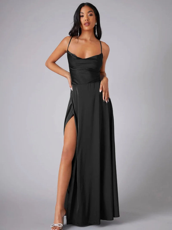 Vestido Maxi de Tirantes de Espagueti con Gran Abertura