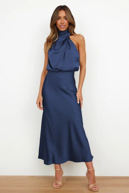 Sablette | Vestido Midi Sin Mangas con Cuello Alto para Mujeres