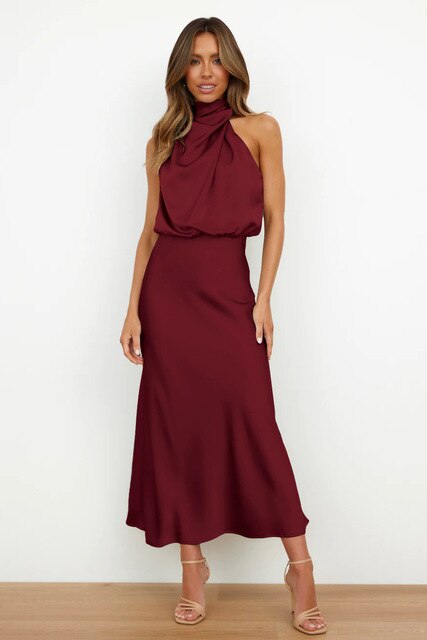 Sablette | Vestido Midi Sin Mangas con Cuello Alto para Mujeres