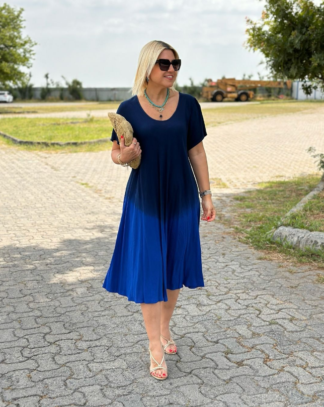 Elonia | Vestido Midi de Manga Corta para Mujeres