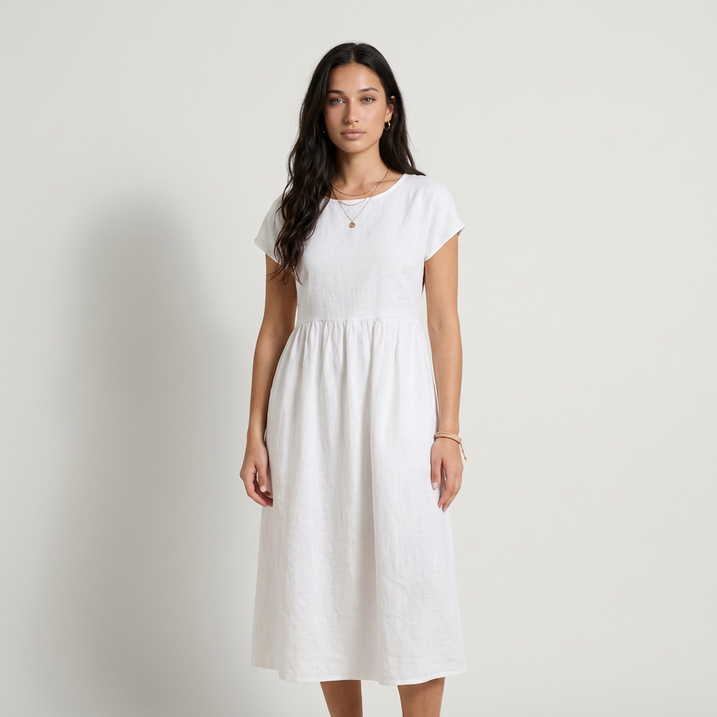 Chira Vestido midi con mangas cortas