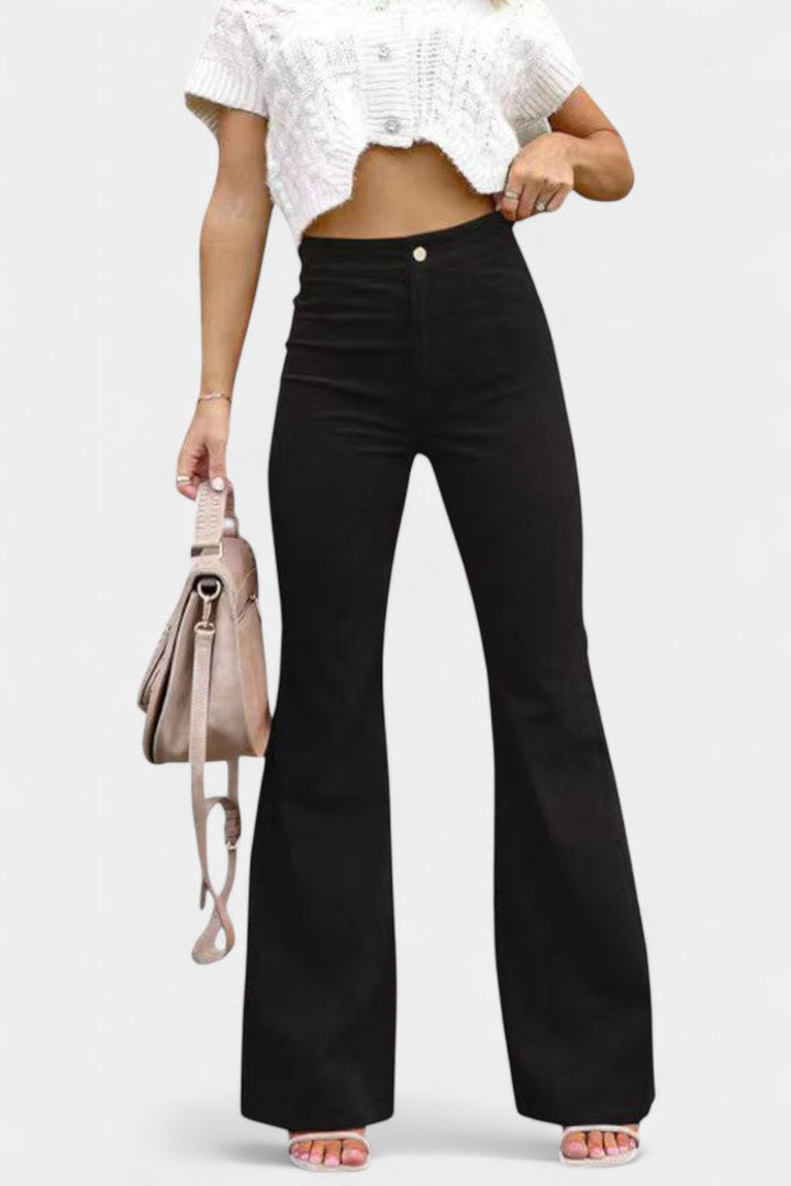 Kiara Pantalones de Terciopelo de Pierna Ancha de Cintura Alta
