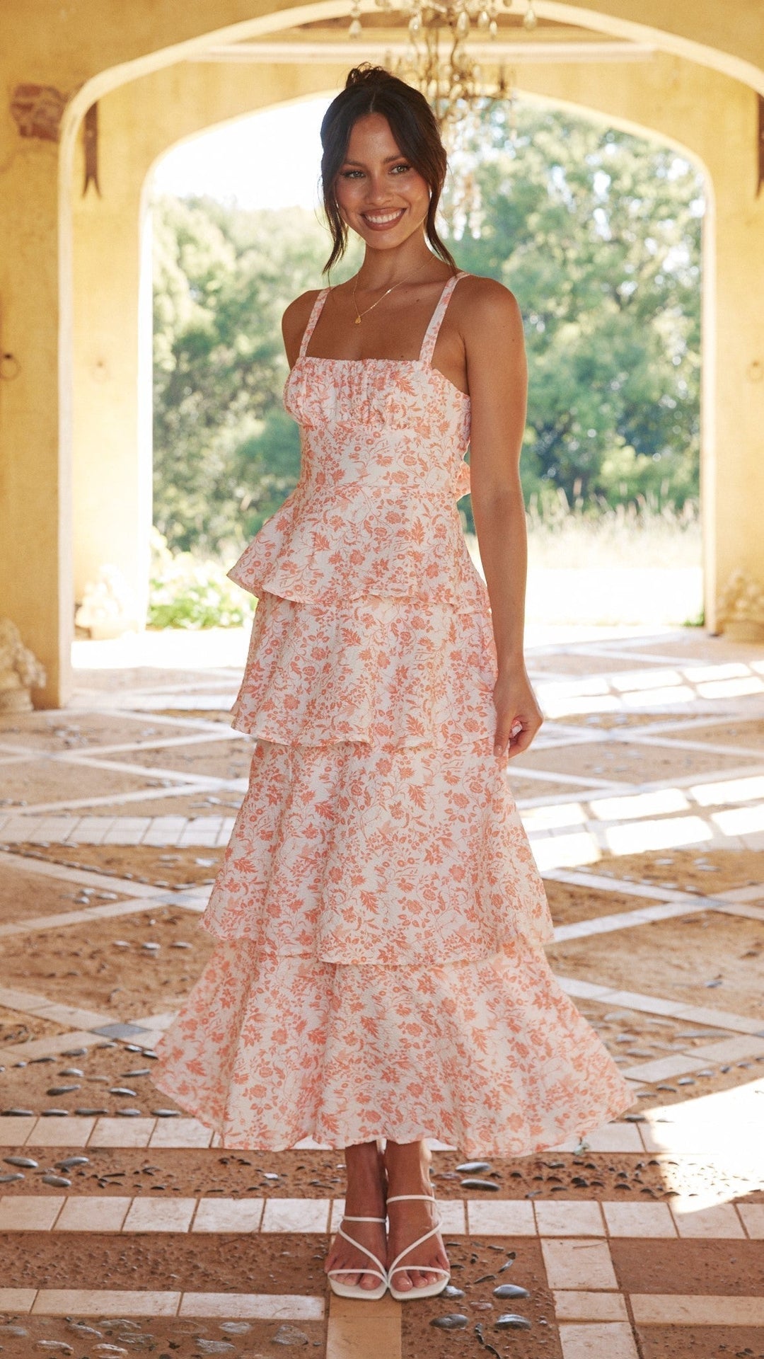 Alessandra | Vestido Midi Floral de Capas para Mujeres