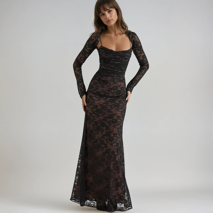 Vestido Maxi de Invitada de Boda con Encaje Largo Livilla