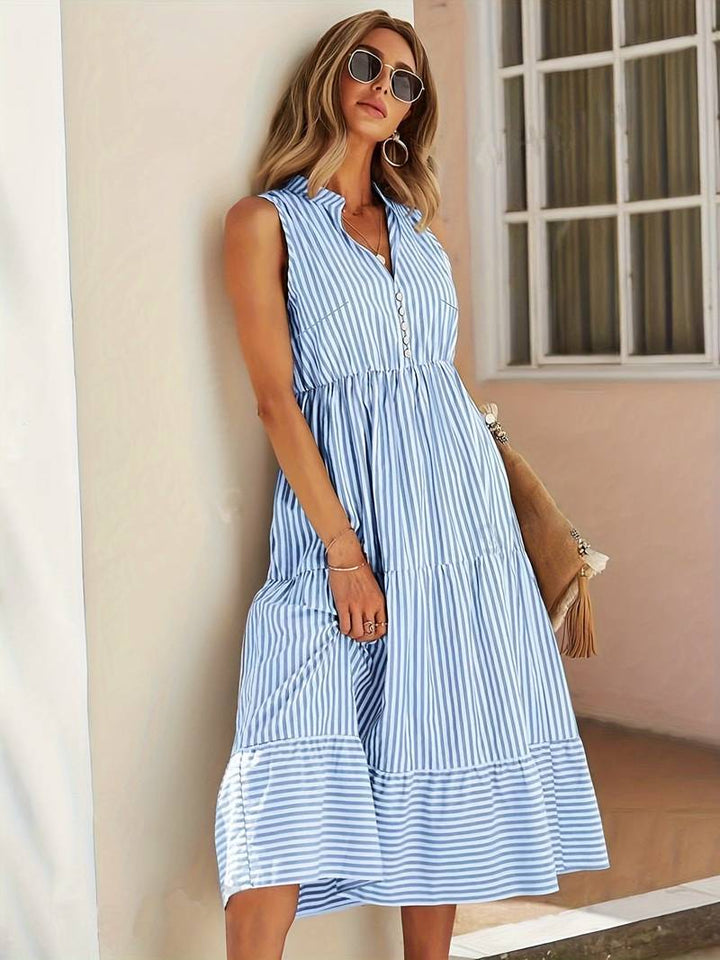 Violeta | Vestido Midi Flowy a Rayas para Mujeres