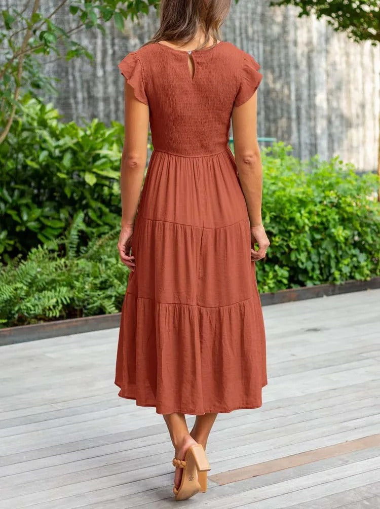 Jelena | Vestido Midi con Volantes para Mujeres