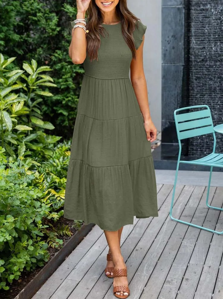 Jelena | Vestido Midi con Volantes para Mujeres