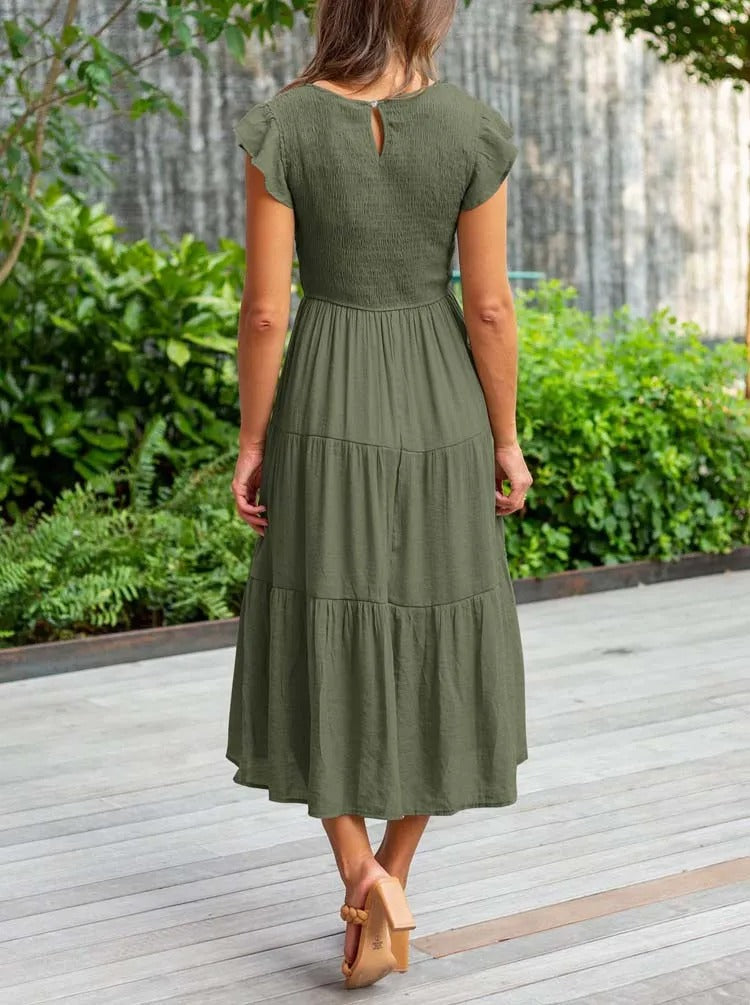 Jelena | Vestido Midi con Volantes para Mujeres