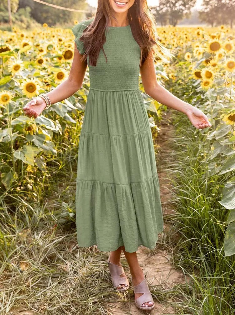 Jelena | Vestido Midi con Volantes para Mujeres