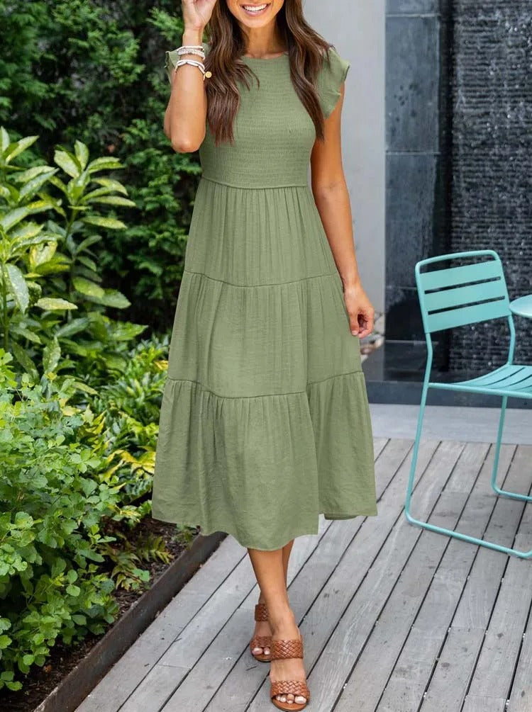 Jelena | Vestido Midi con Volantes para Mujeres