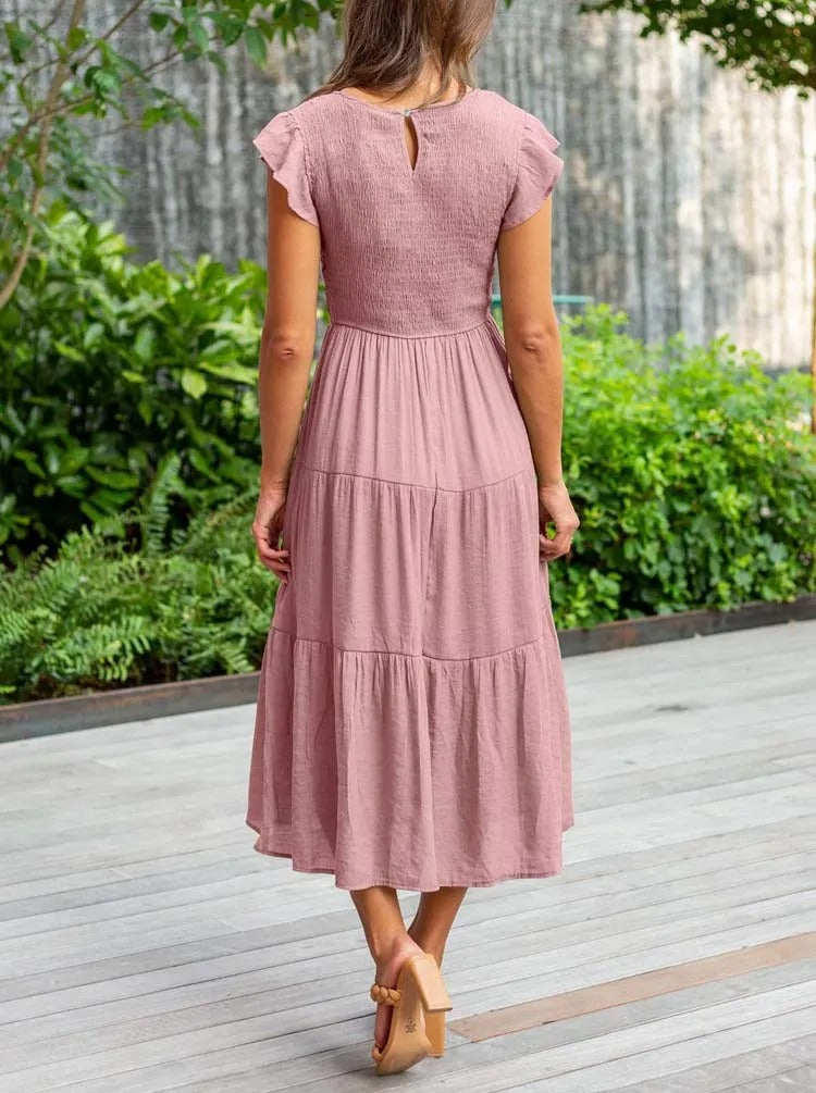 Jelena | Vestido Midi con Volantes para Mujeres