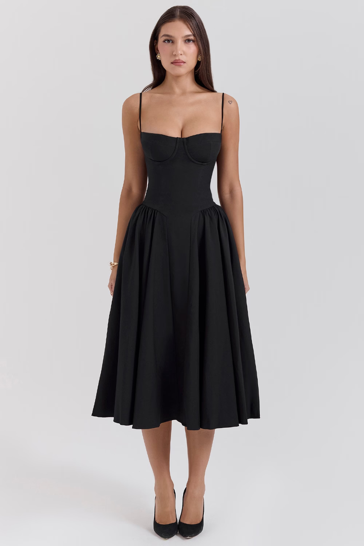 Felicity Vestido Midi Corsé Sin Mangas