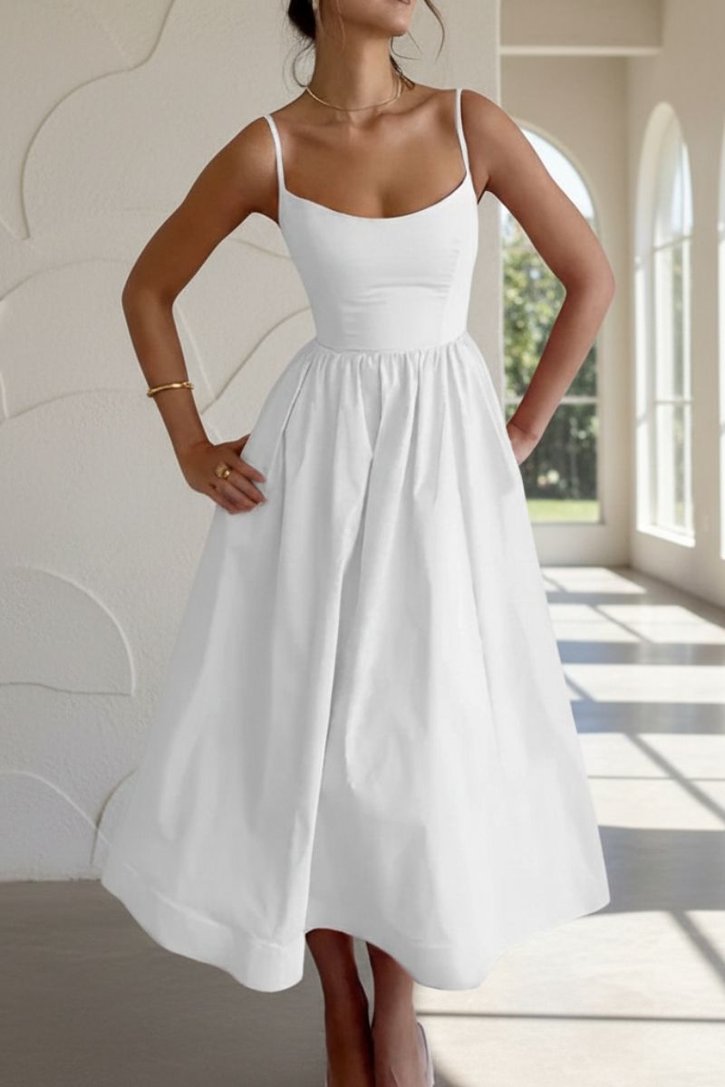 Mandy | Vestido de Cóctel Midi Sin Mangas para Mujeres