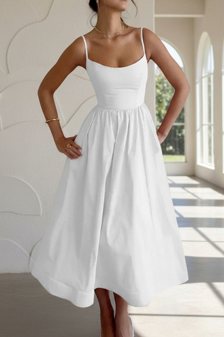 Mandy | Vestido de Cóctel Midi Sin Mangas para Mujeres