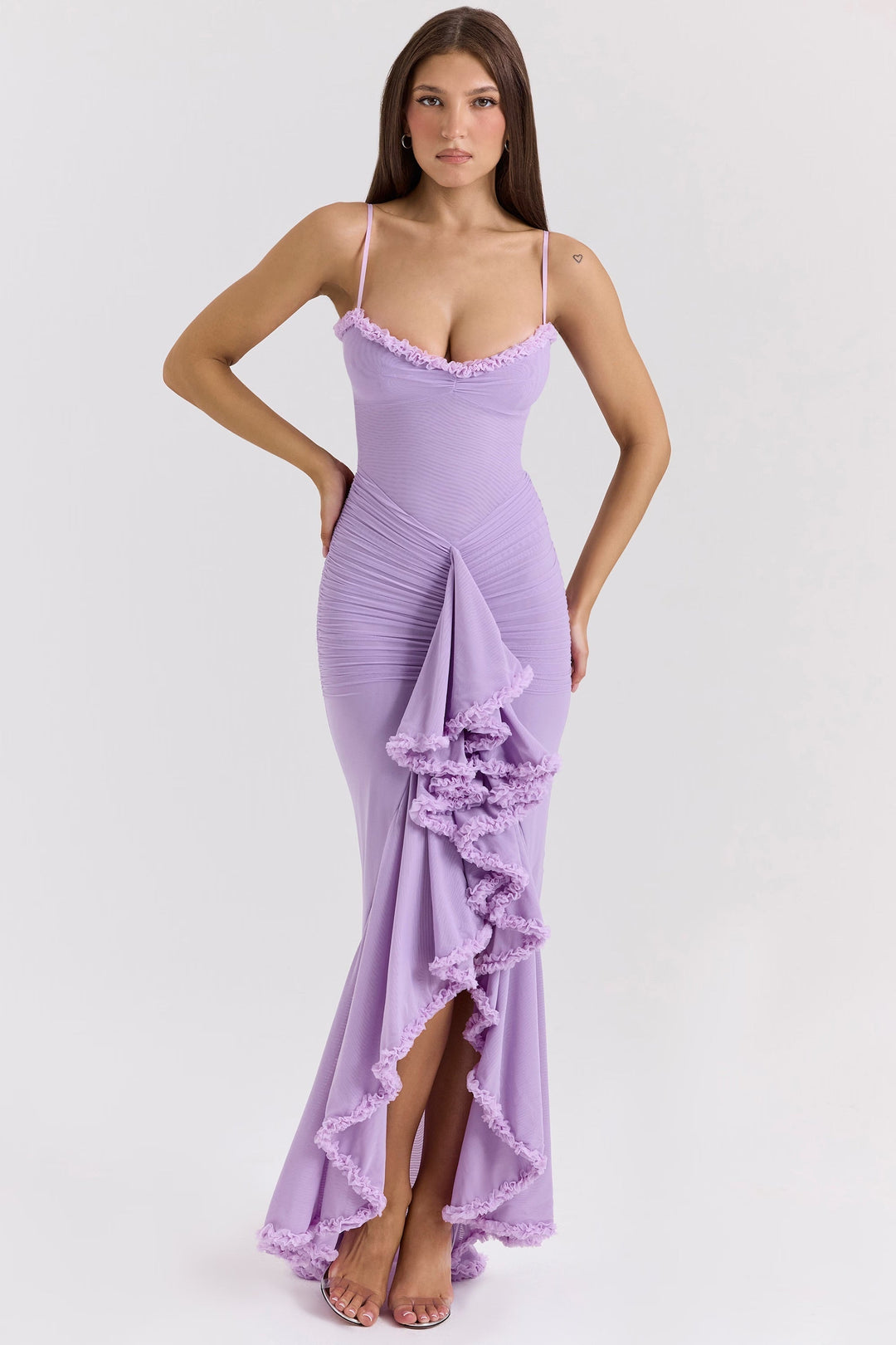 Roxanne Vestido de tirantes sin mangas con volantes