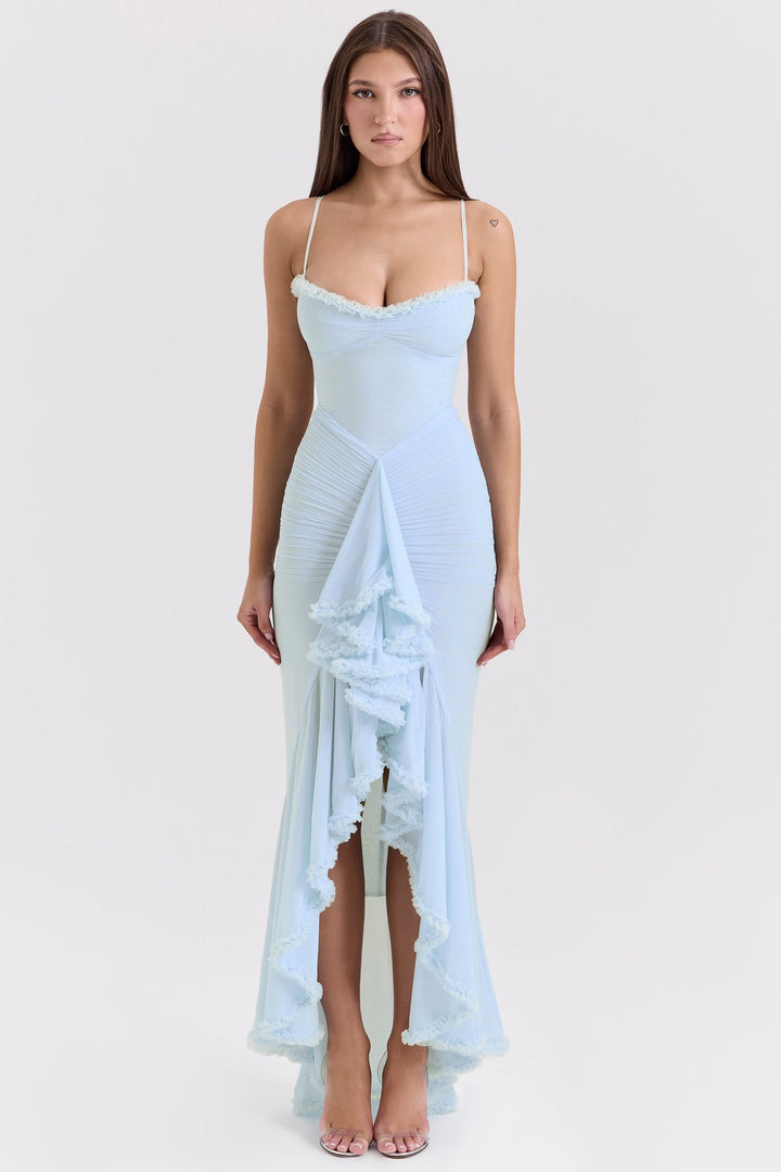 Roxanne Vestido de tirantes sin mangas con volantes