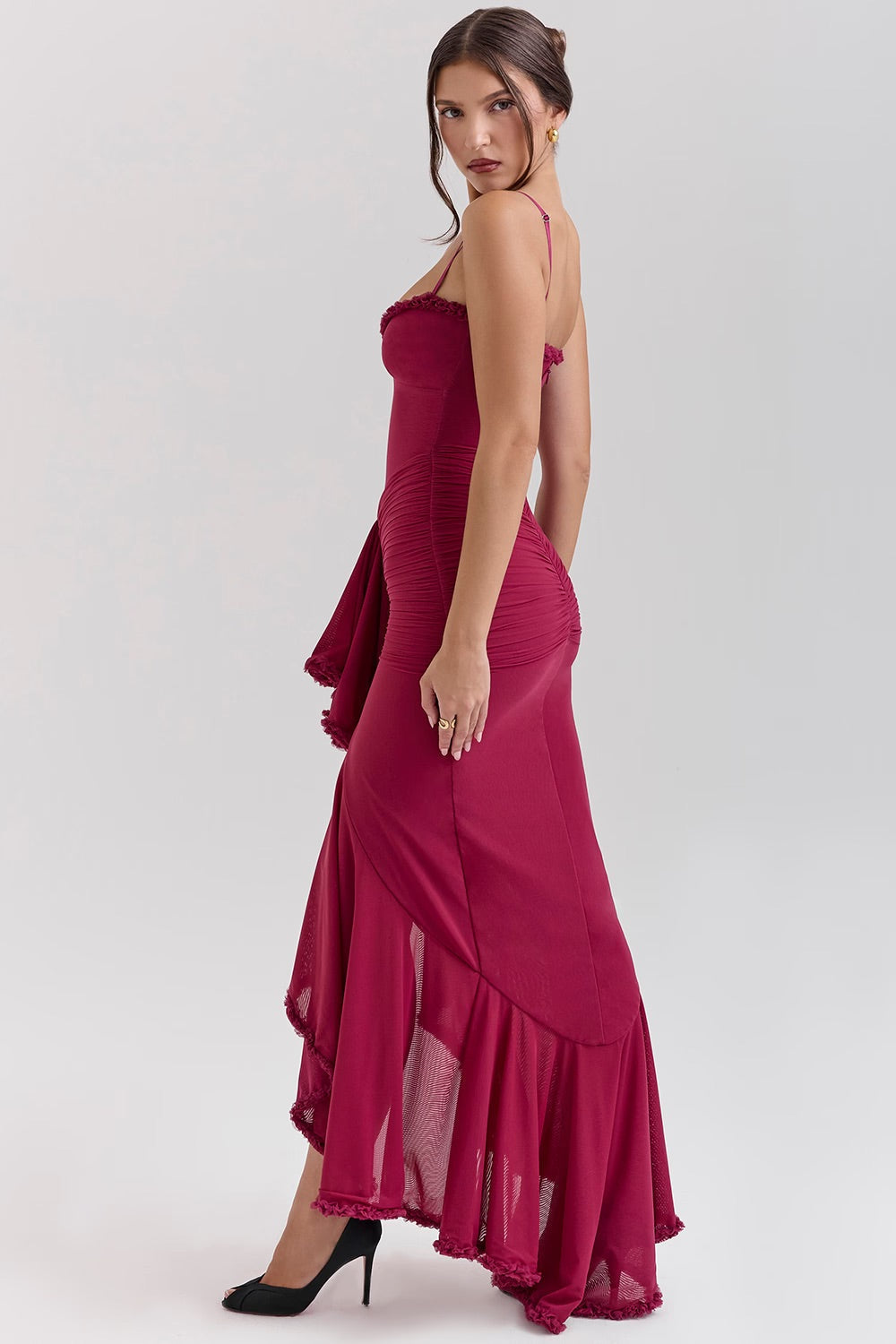 Roxanne Vestido de tirantes sin mangas con volantes