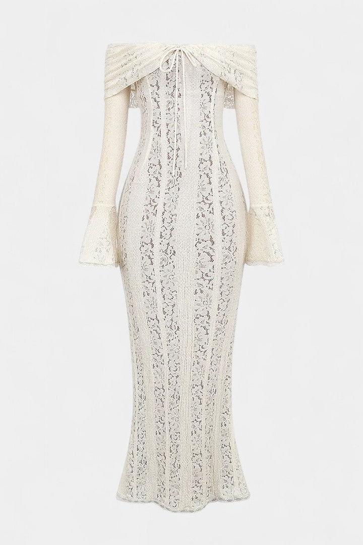 Rosalie Vestido Maxi Off-Shoulder de Encaje