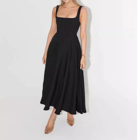 Lumi | Vestido Midi de Escote Recto para Mujeres