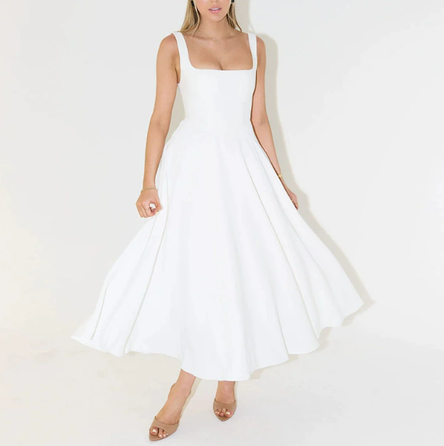 Lumi | Vestido Midi de Escote Recto para Mujeres