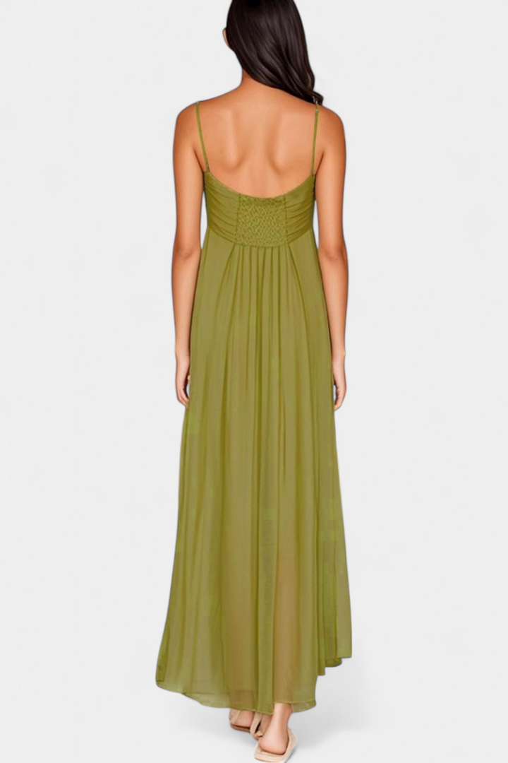 Elettra Vestido Maxi de Tirantes Finos y Drapeado Fluido