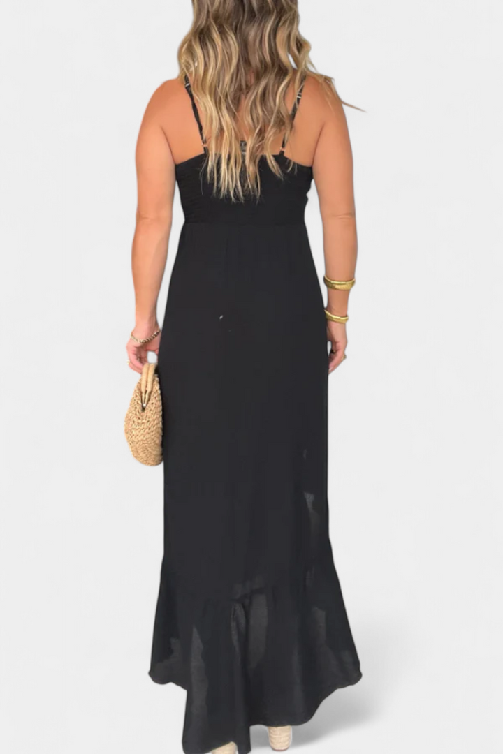 Kailani Vestido Maxi con Volantes y Nudo Frontal