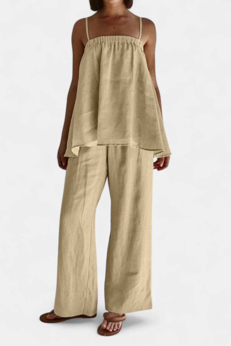 Lía Conjunto de Verano con Top Suelto y Pantalón Fluido