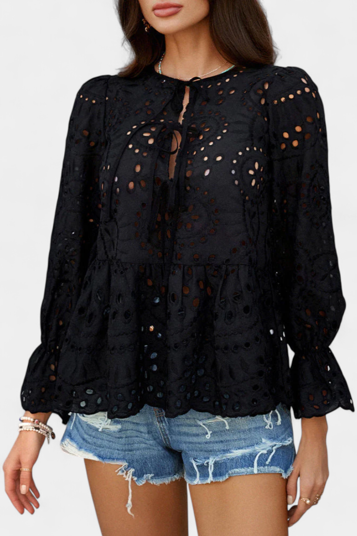 Kayden Top Bohemio de Encaje con Corte Fluido