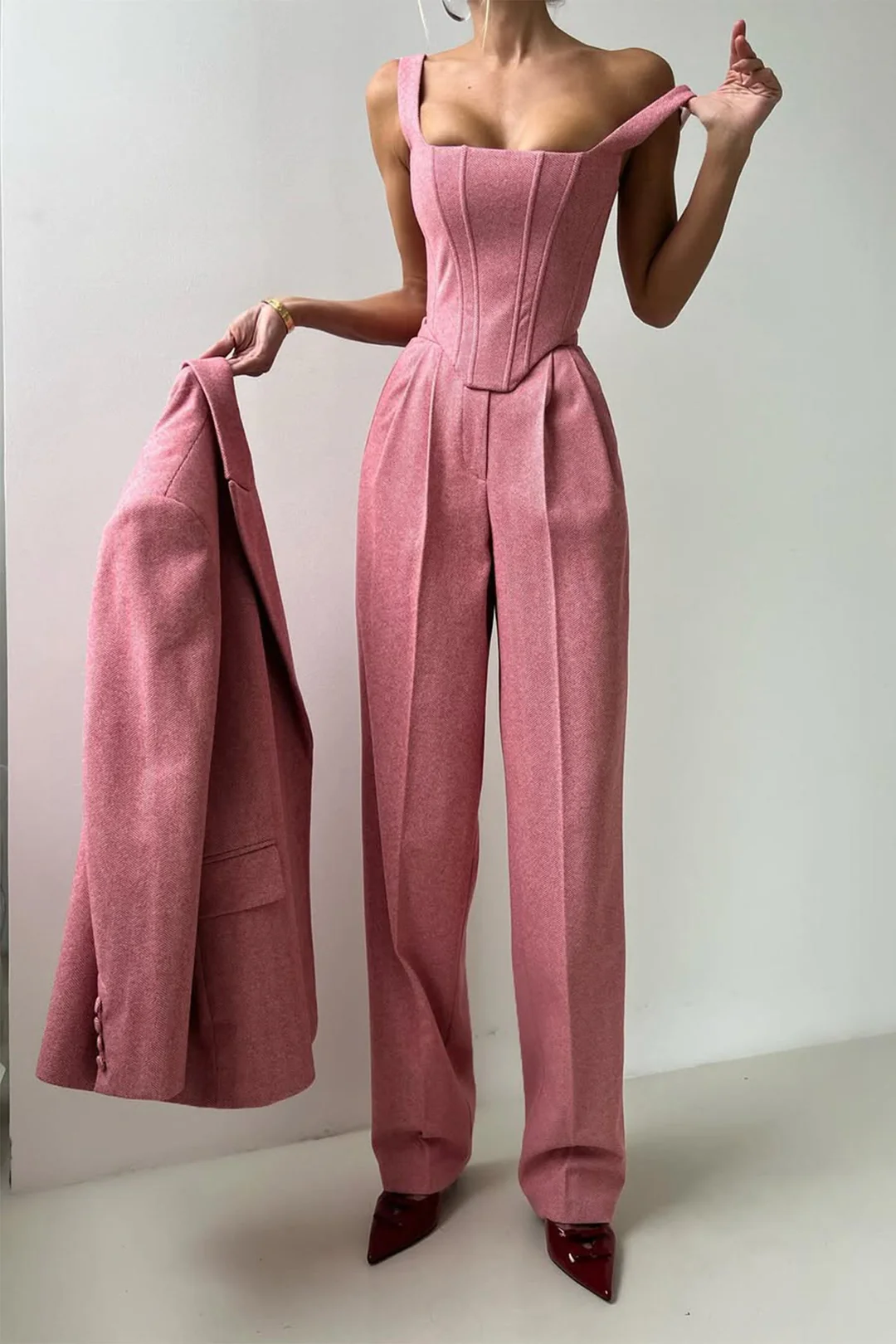 Dolce - Conjunto de Tres Piezas con Blazer de Doble Botonadura