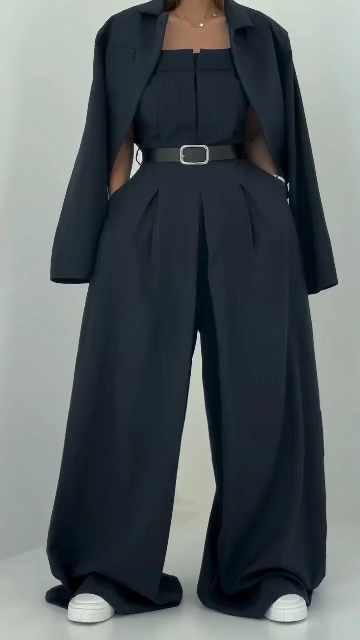 Julia Traje para Mujer - Chaqueta Oversize + Mono Bustier