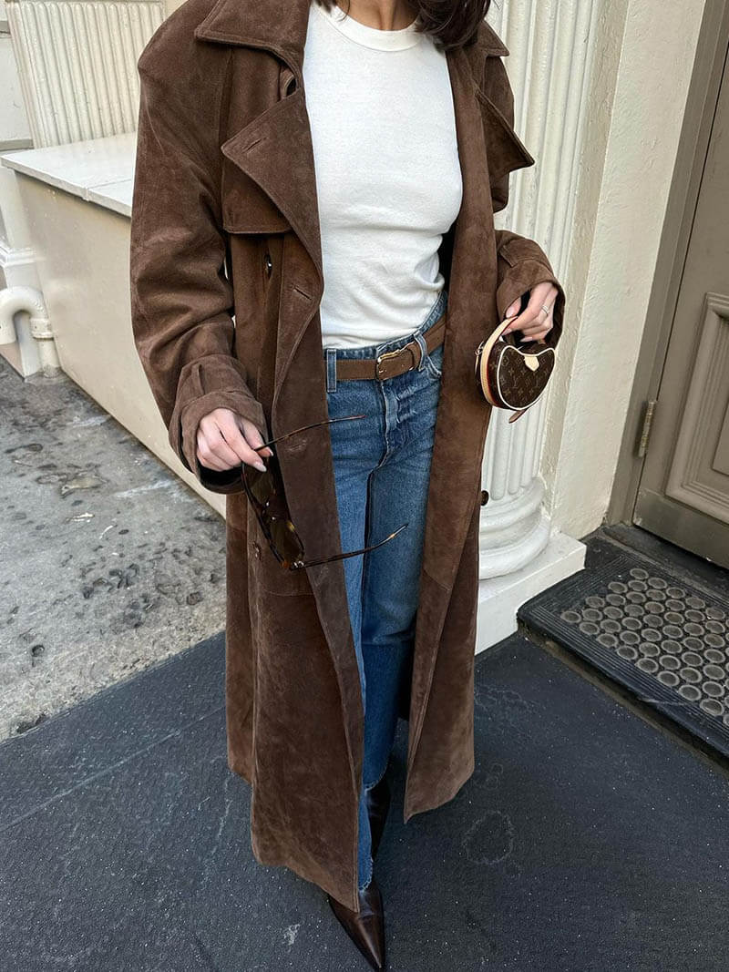 Veron Elegante Gabardina de Ante