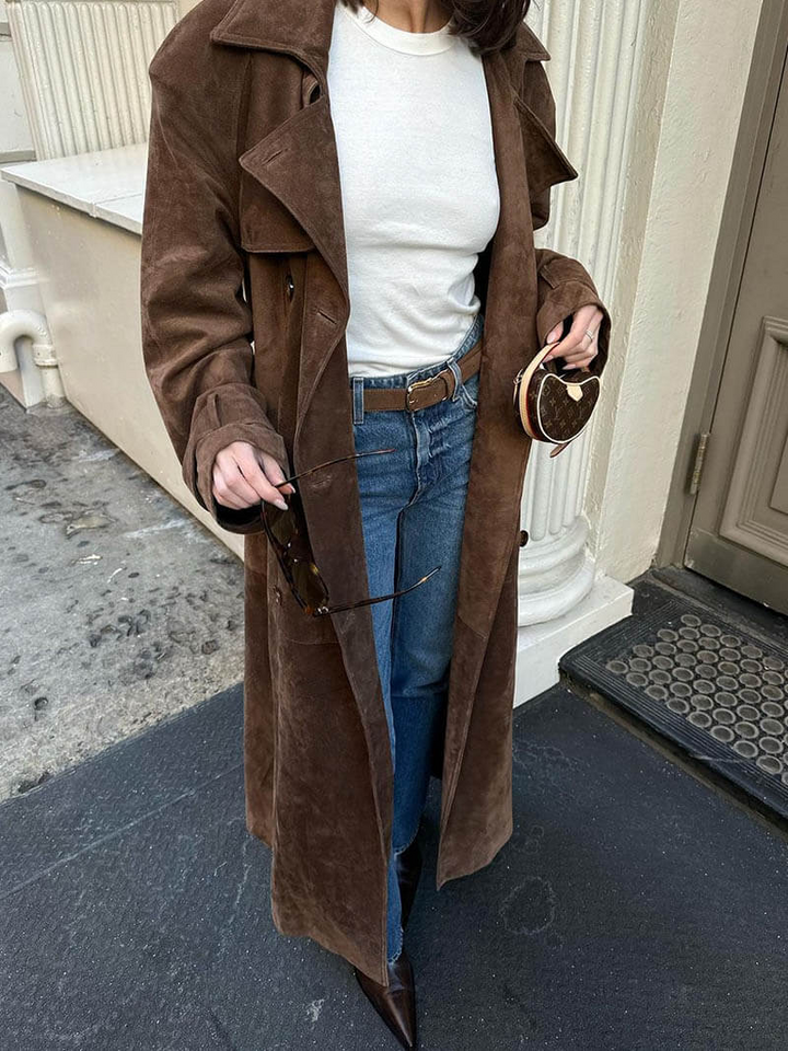 Veron Elegante Gabardina de Ante