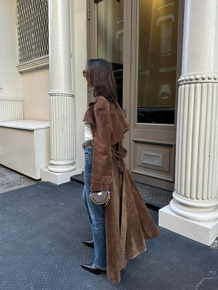 Veron Elegante Gabardina de Ante
