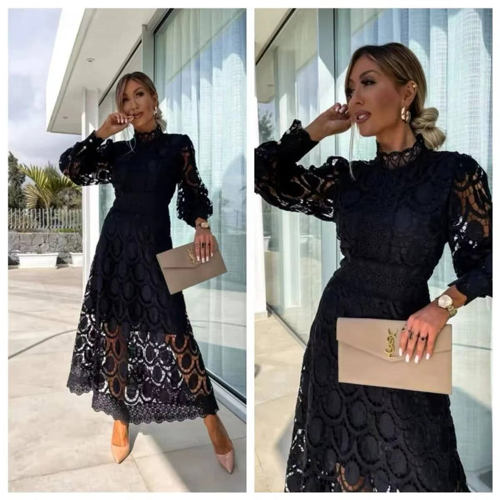 Vestido Maxi de Encaje Rosa para Fiesta de Verano
